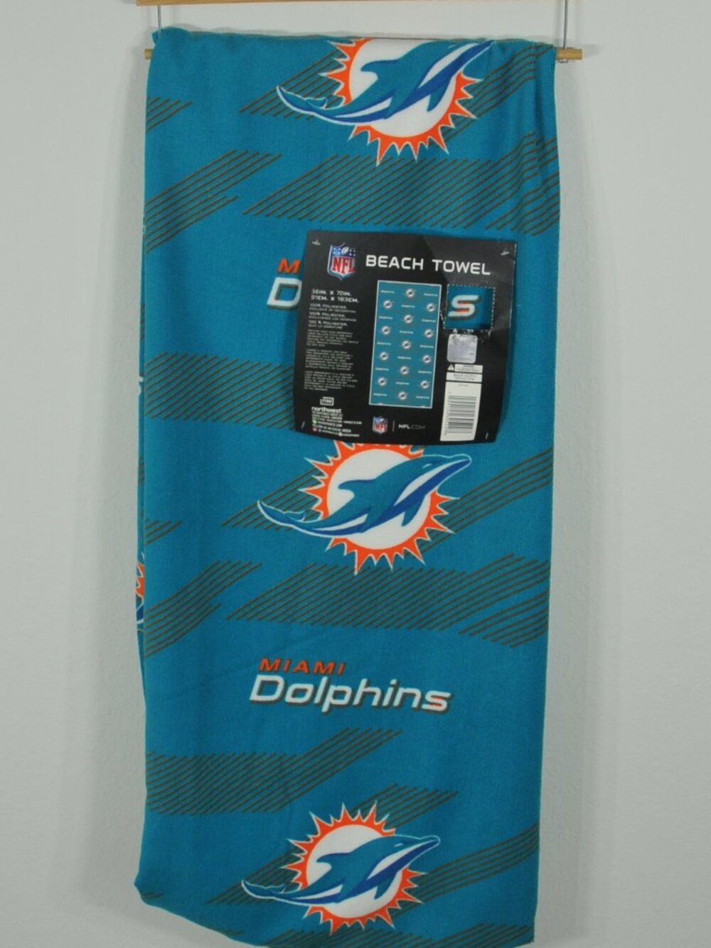 Miami Dolphins NFL Beach Towel 36in x 72in Officially Licensed Product NWT